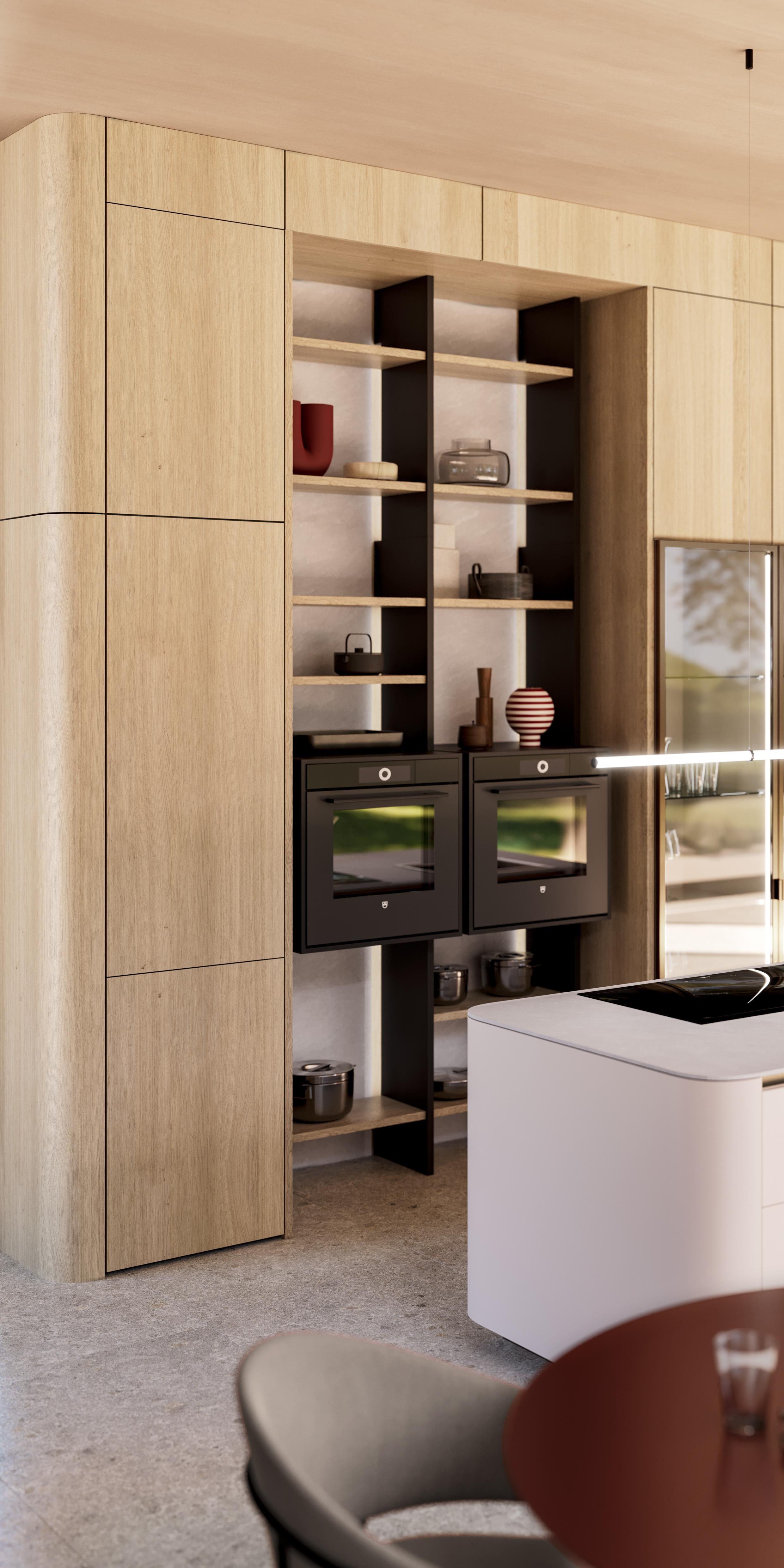 LEICHT TOPOS Classic Rundwangen Kücheninsel Geräte-Hochschrank